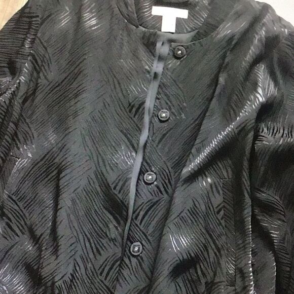 H&M Black Silky Textured Linear Print Bomber Jacket - Picture 7 of 16